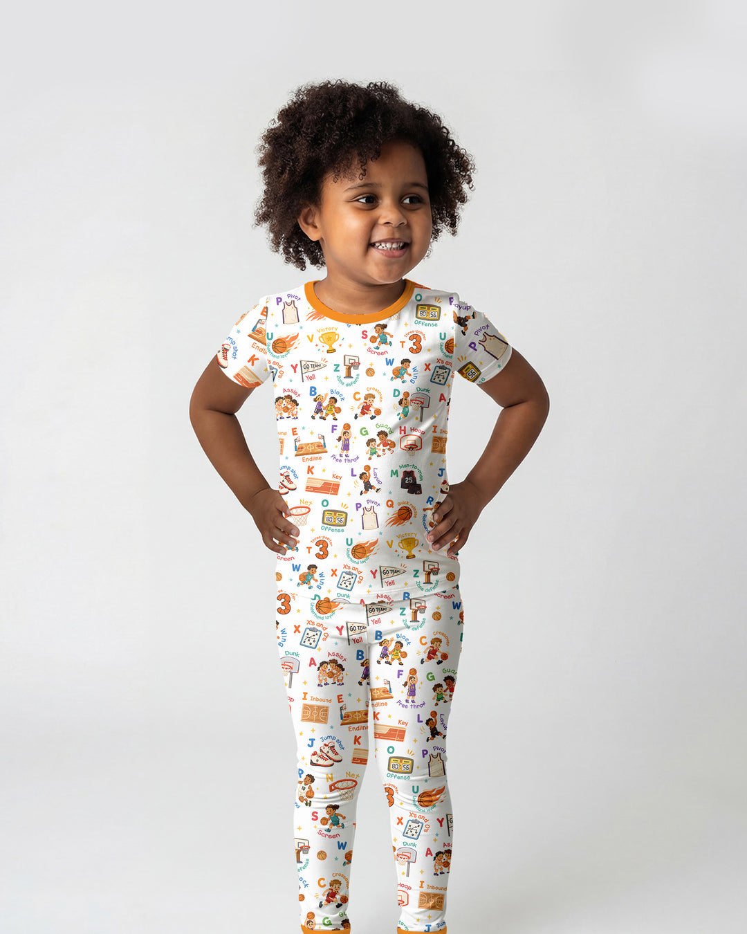 Basketball Alphabet Bamboo Two Piece Short Sleeve Pajama Set