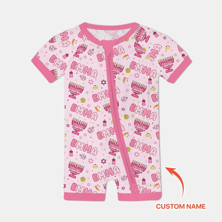 Custom name Happy Hanukkah 2025 Bamboo Shorty Zippy