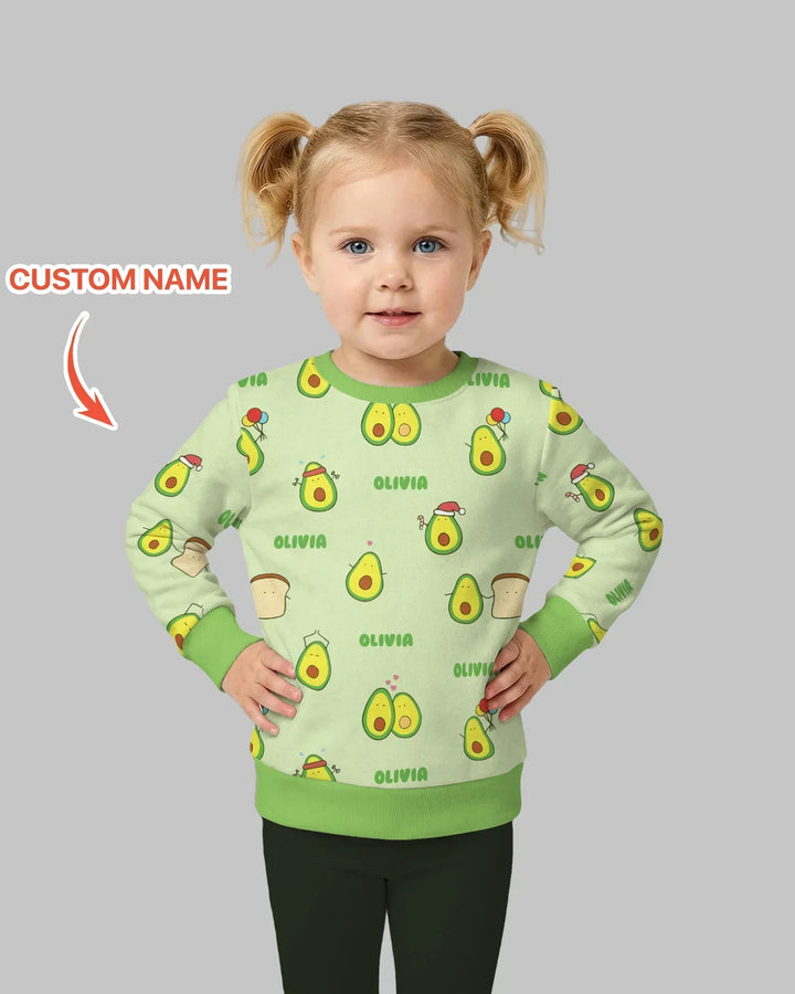 Custom Name Cute Avocado Bamboo Crewneck Sweatshirt