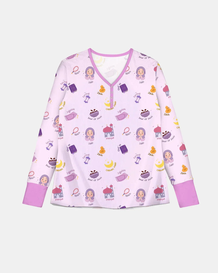 Cute Ramadhan Mubarak Bamboo Women Pajama Set