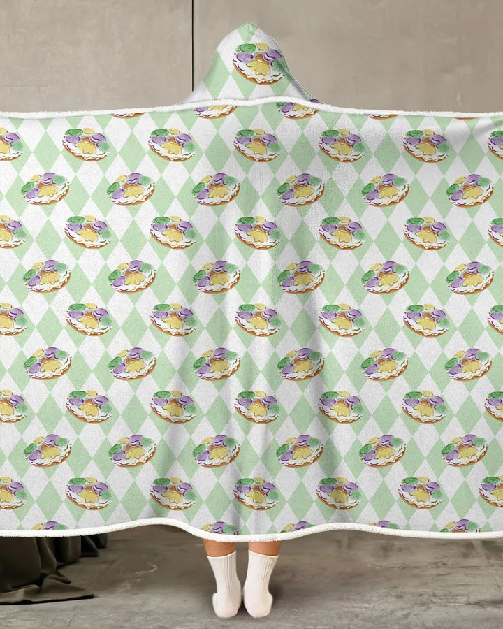 Mardi Gras Donut Bamboo Wearable Hooded Blanket