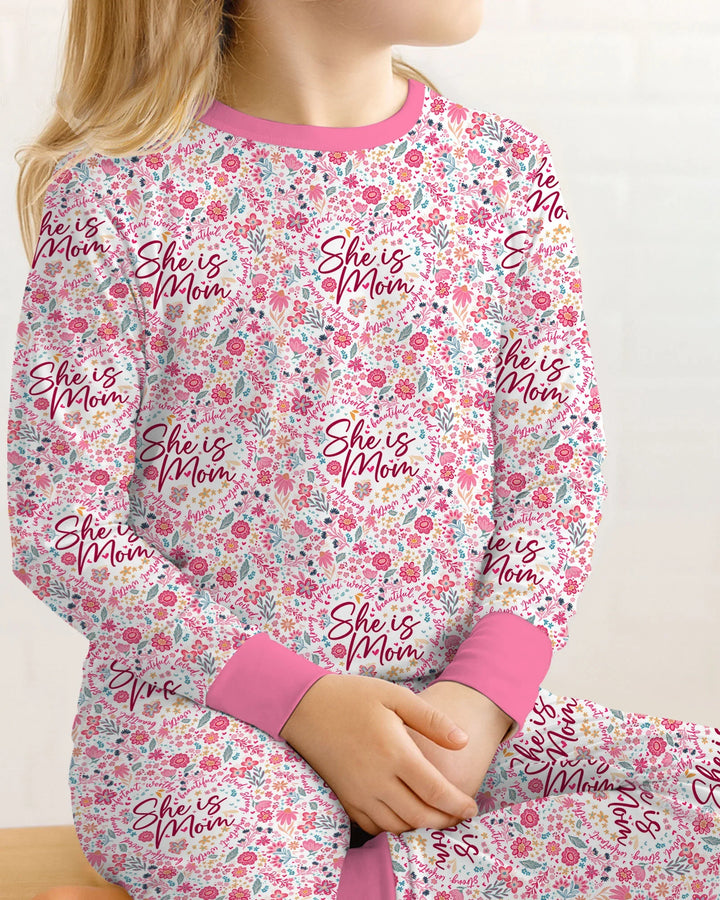 She Is Mom Floral Bamboo Two Piece Long Sleeve Pajama Set