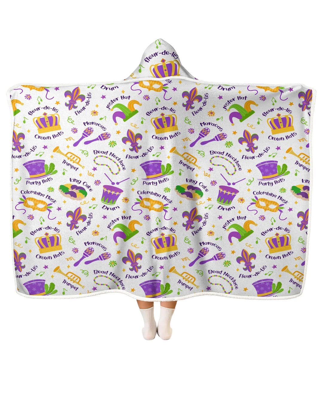 Mardi Gras Family Matching Bamboo Wearable Hooded Blanket