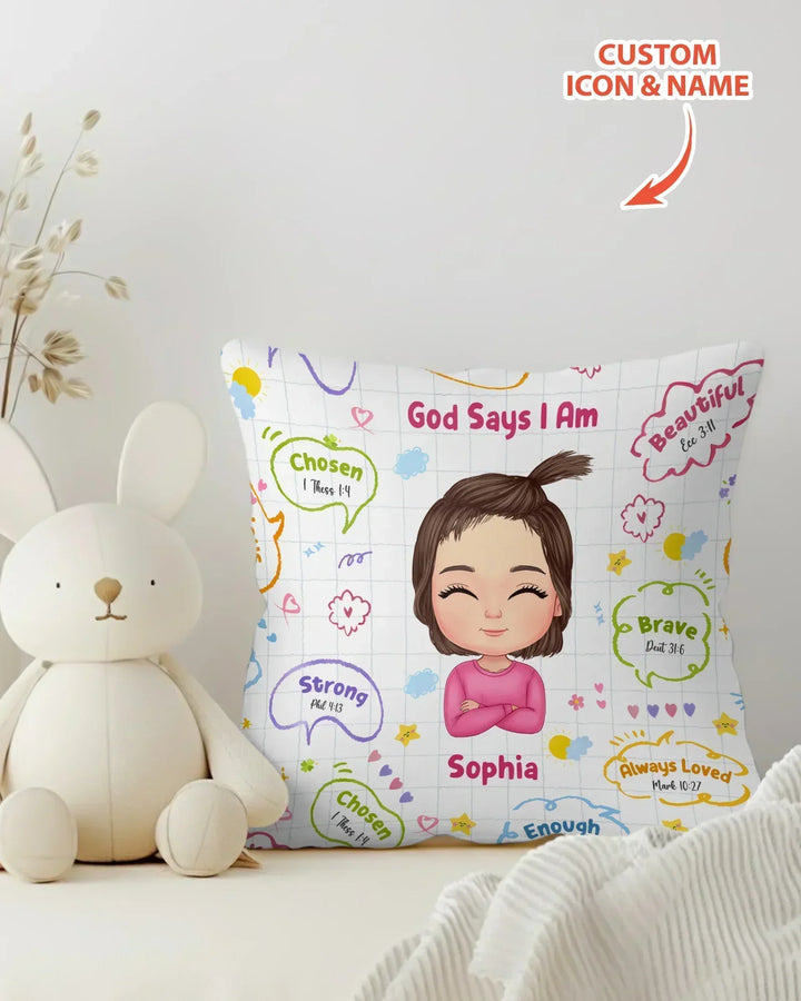 Personalized God Says I Am- Baby Girl Bamboo Pillow Case