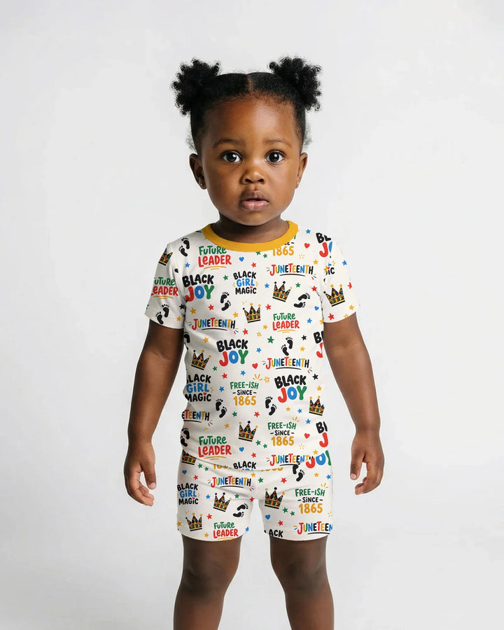 Juneteenth Black Girl Magic Bamboo Two Piece Short Sleeve Shorts Pajama Set