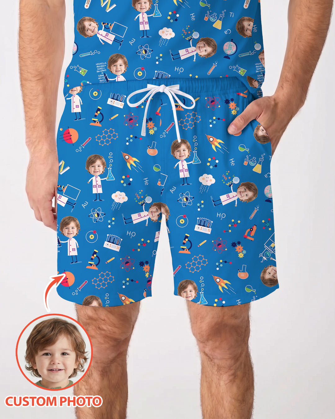 Custom Image Chemical Laboratory Bamboo Men Short Sleeve Short Pajama Set