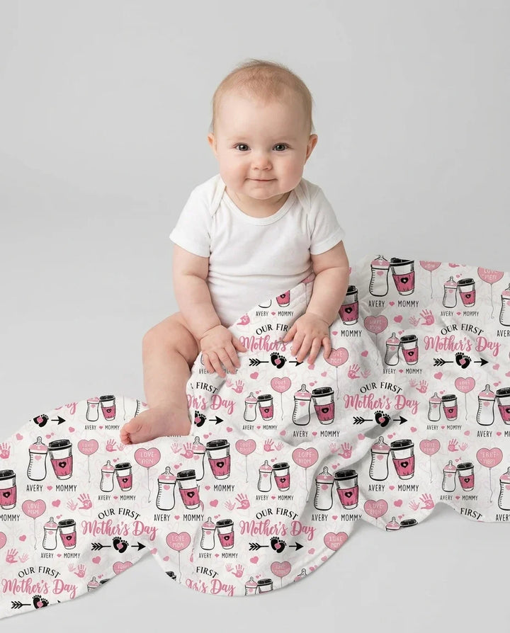 Custom Name First Mother's Day Drink Bamboo Blanket