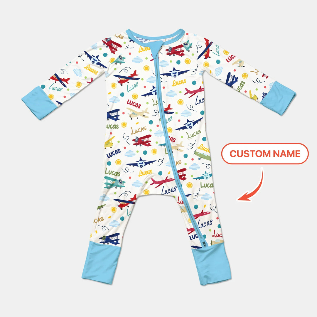 Custom Name Air Transport Bamboo Convertible Zippy