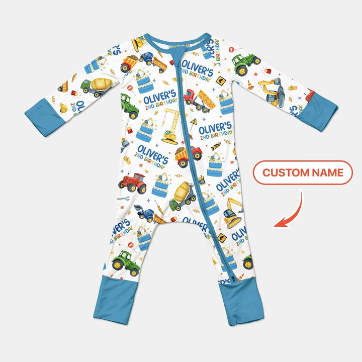 Custom Name Little Builder's Birthday Bamboo Convertible Zippy