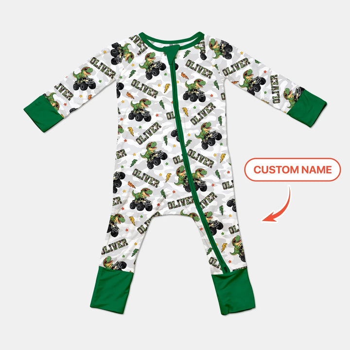 Custom Name Camo Trucker Dino Bamboo Convertible Zippy