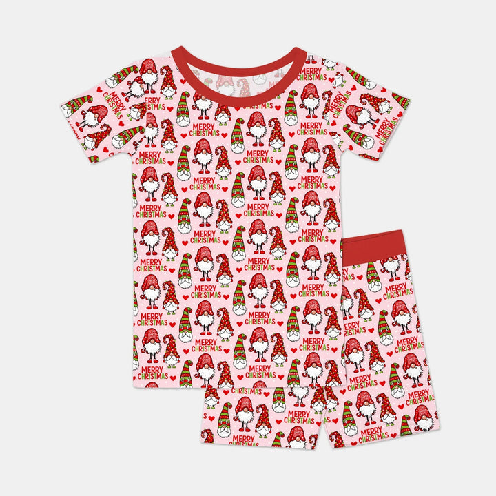 Gnomie Christmas Bamboo Two Piece Short Sleeve Shorts Pajama Set