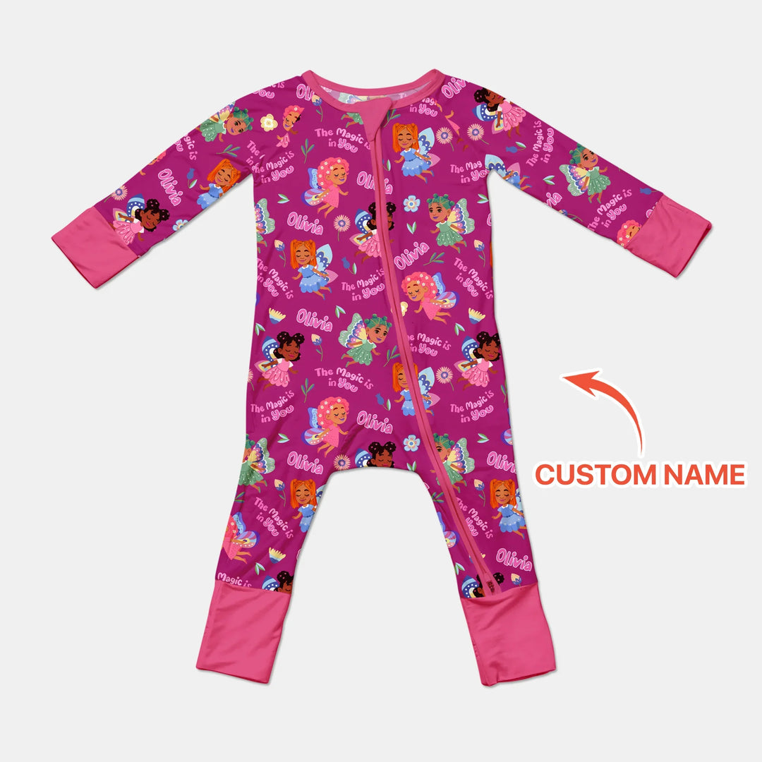 Custom Name Little Garden Fairy Bamboo Convertible Zippy