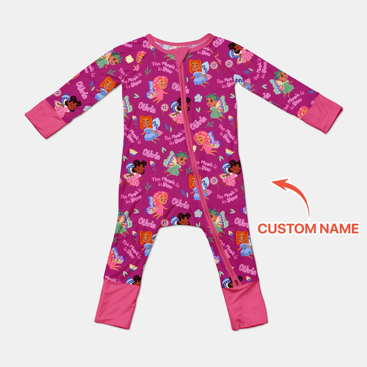 Custom Name Little Garden Fairy Bamboo Convertible Zippy