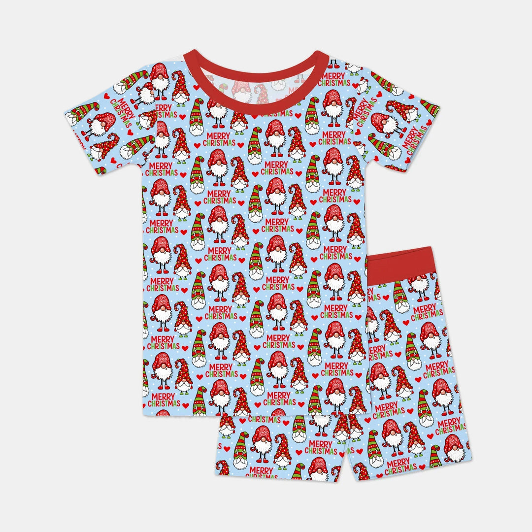 Gnomie Christmas Bamboo Two Piece Short Sleeve Shorts Pajama Set