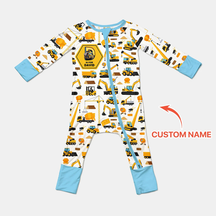 Custom Name Construction Initials Bamboo Convertible Zippy