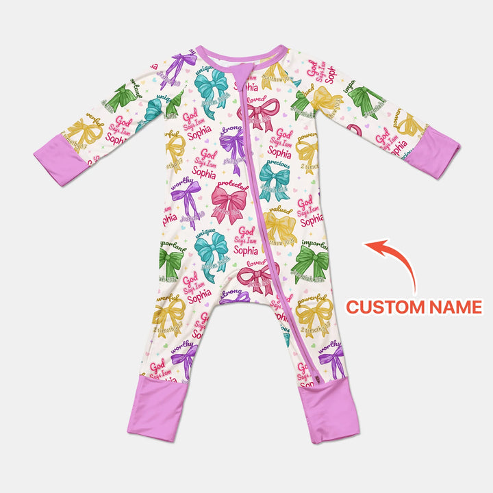 God Says I Am Bow Blessings Custom Name Bamboo Convertible Zippy