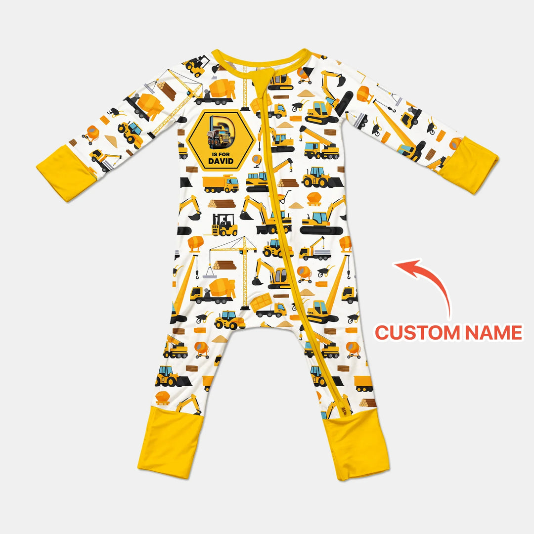 Custom Name Construction Initials Bamboo Convertible Zippy