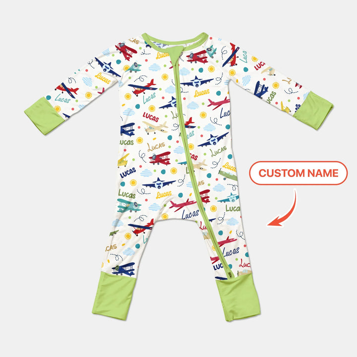 Custom Name Air Transport Bamboo Convertible Zippy