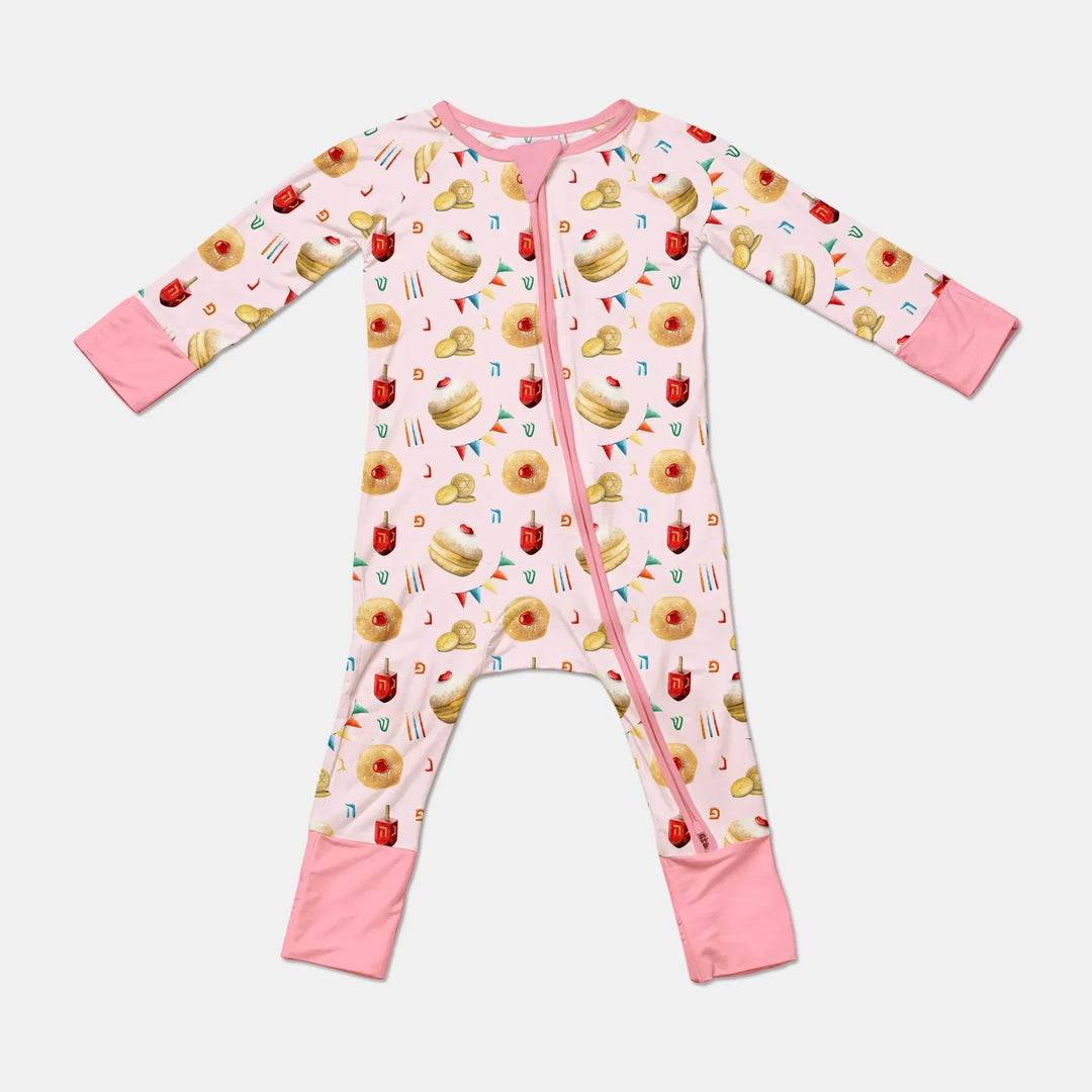 Hanukkah Donuts Convertible Zippy , Hanukkah Donuts Convertible Zippy - 0-3M / Pink