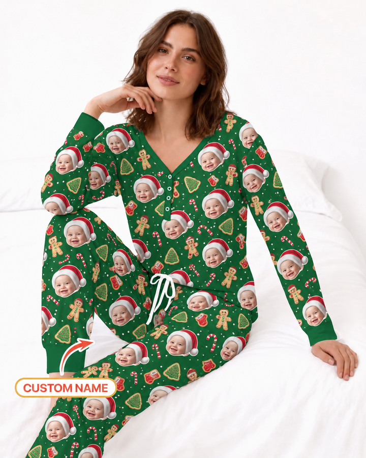 Custom Photo Funny Family Bamboo Women Pajama Set