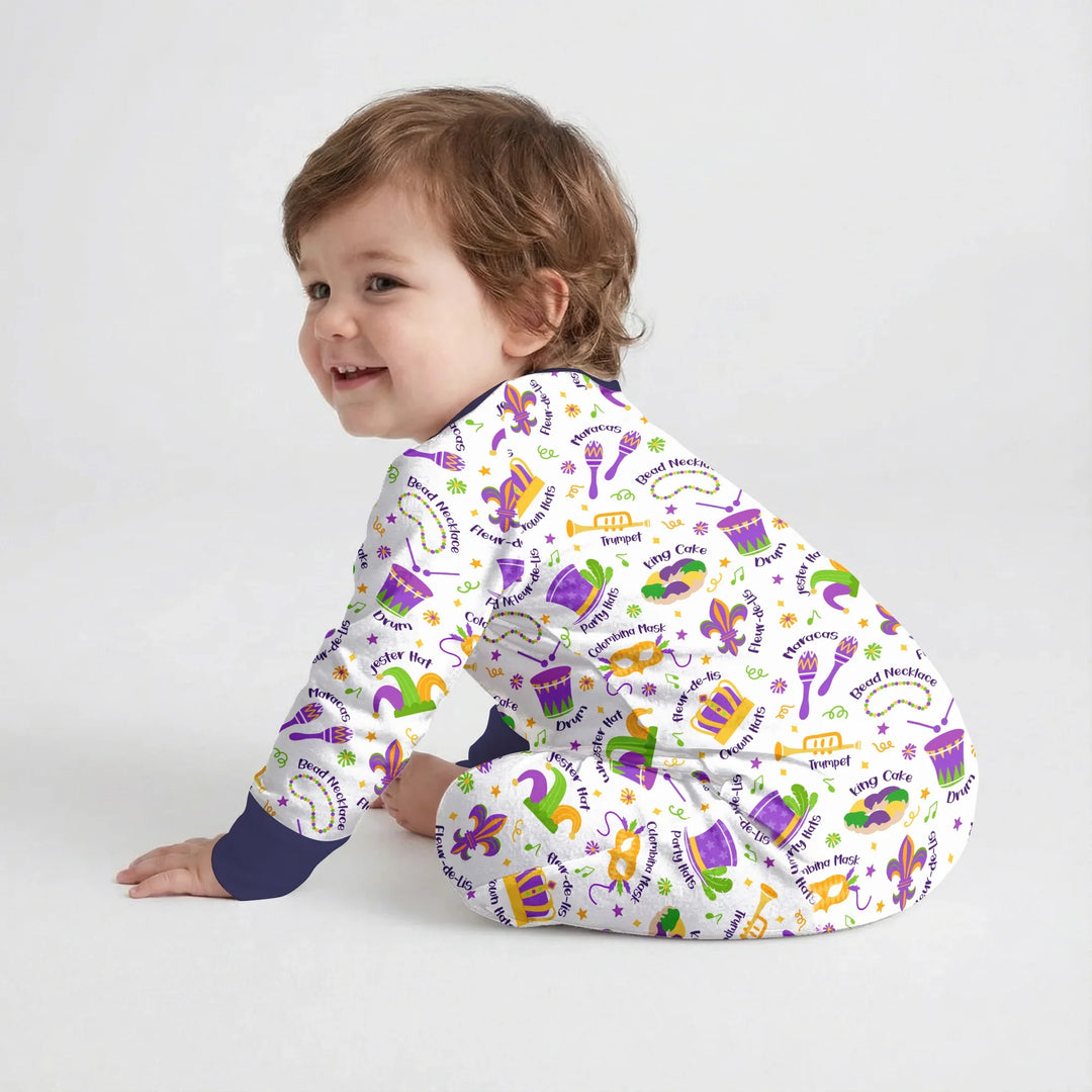 Mardi Gras Family Matching Bamboo Shorty Zippy