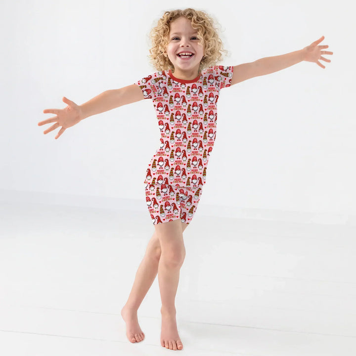 Gnomie Christmas Bamboo Two Piece Short Sleeve Shorts Pajama Set