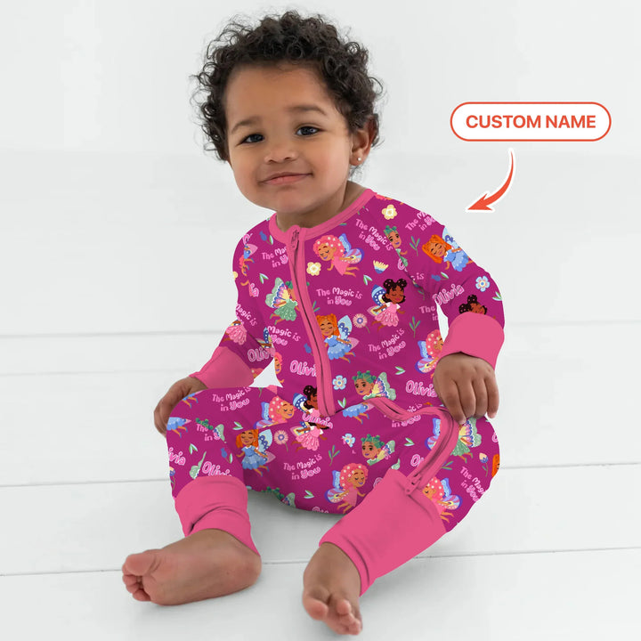 Custom Name Little Garden Fairy Bamboo Convertible Zippy