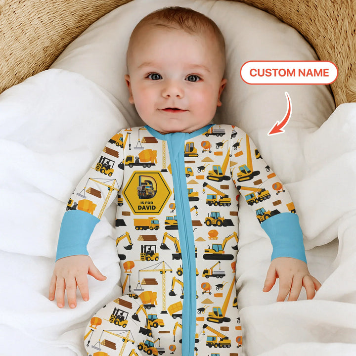 Custom Name Construction Initials Bamboo Convertible Zippy