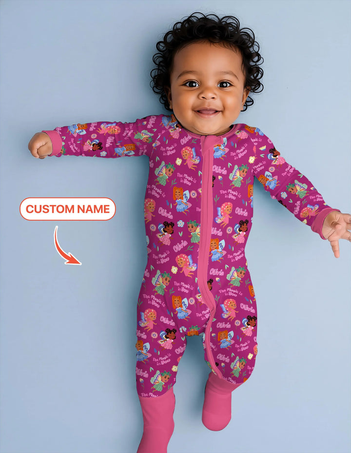 Custom Name Little Garden Fairy Bamboo Convertible Zippy