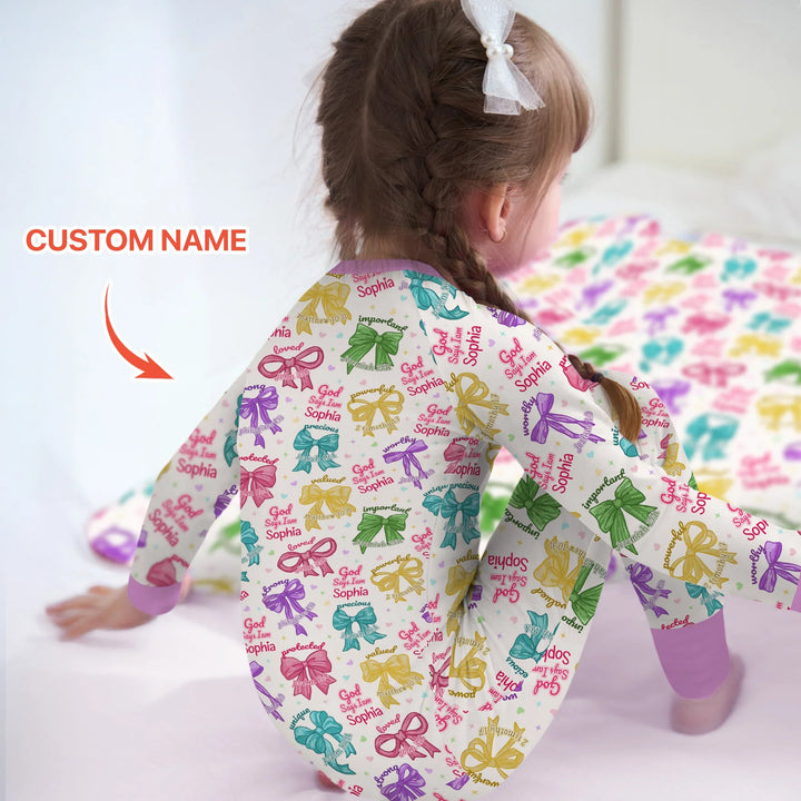 God Says I Am Bow Blessings Custom Name Bamboo Convertible Zippy