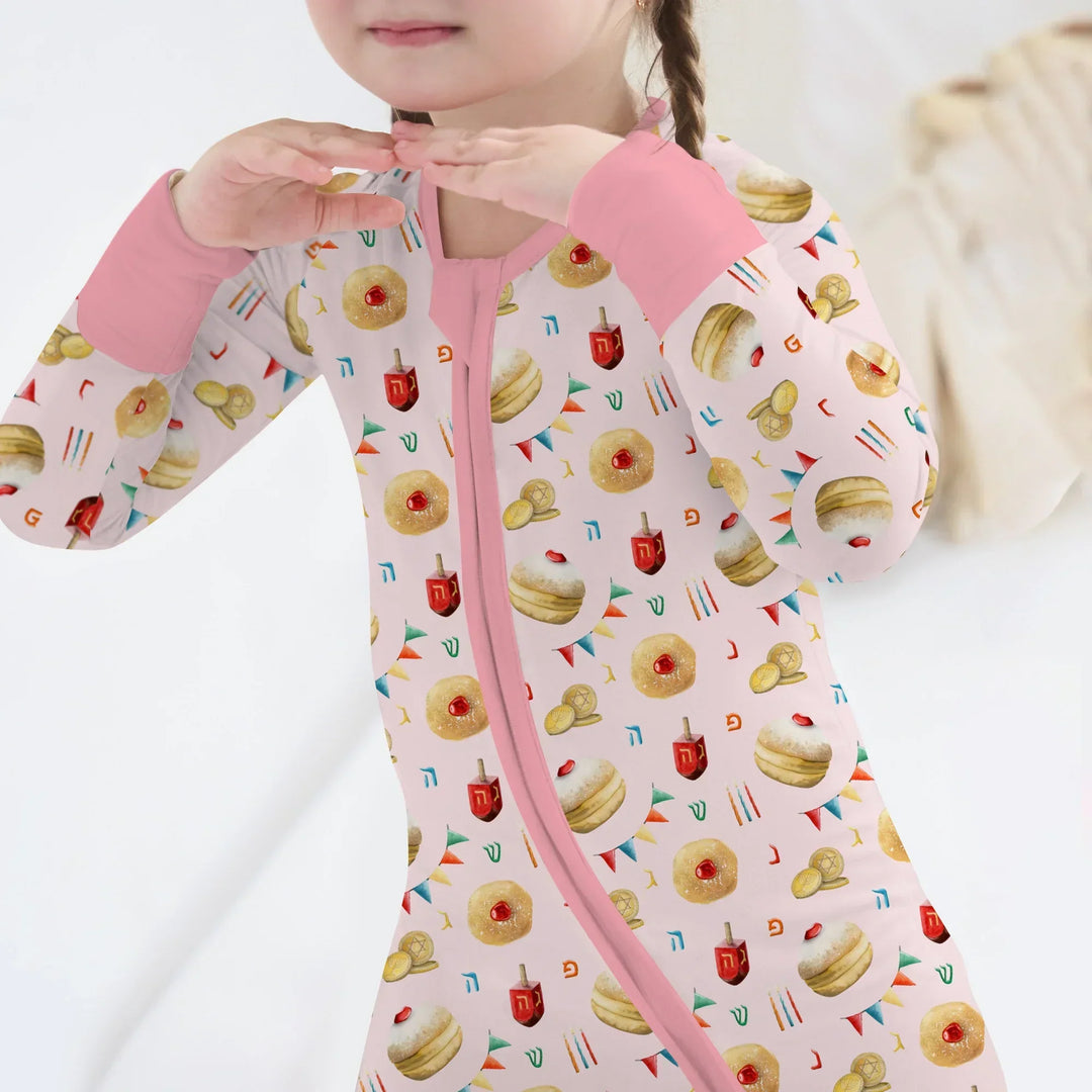 Hanukkah Donuts Convertible Zippy , Hanukkah Donuts Convertible Zippy - 0-3M / Blue