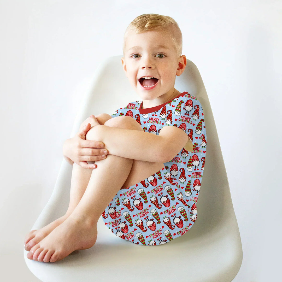 Gnomie Christmas Bamboo Two Piece Short Sleeve Shorts Pajama Set
