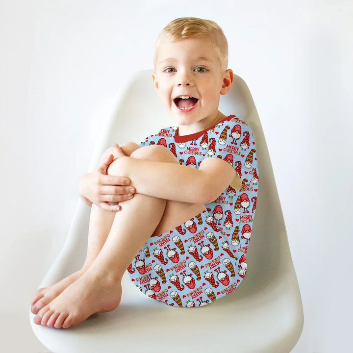 Gnomie Christmas Bamboo Two Piece Short Sleeve Shorts Pajama Set