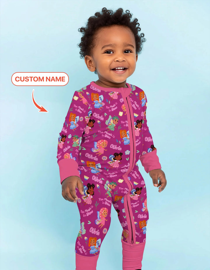 Custom Name Little Garden Fairy Bamboo Convertible Zippy