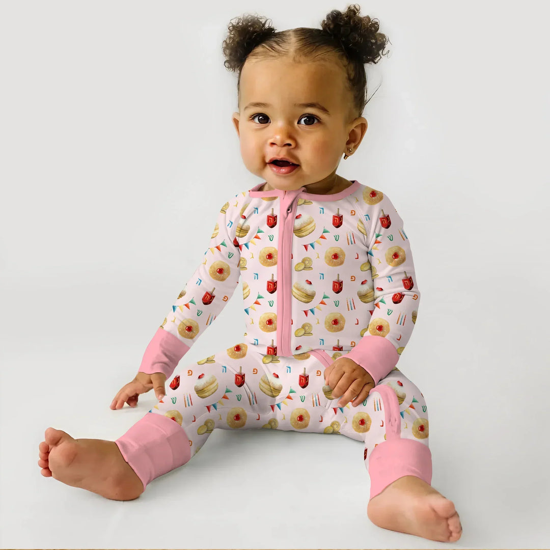 Hanukkah Donuts Convertible Zippy , Hanukkah Donuts Convertible Zippy - 0-3M / Blue
