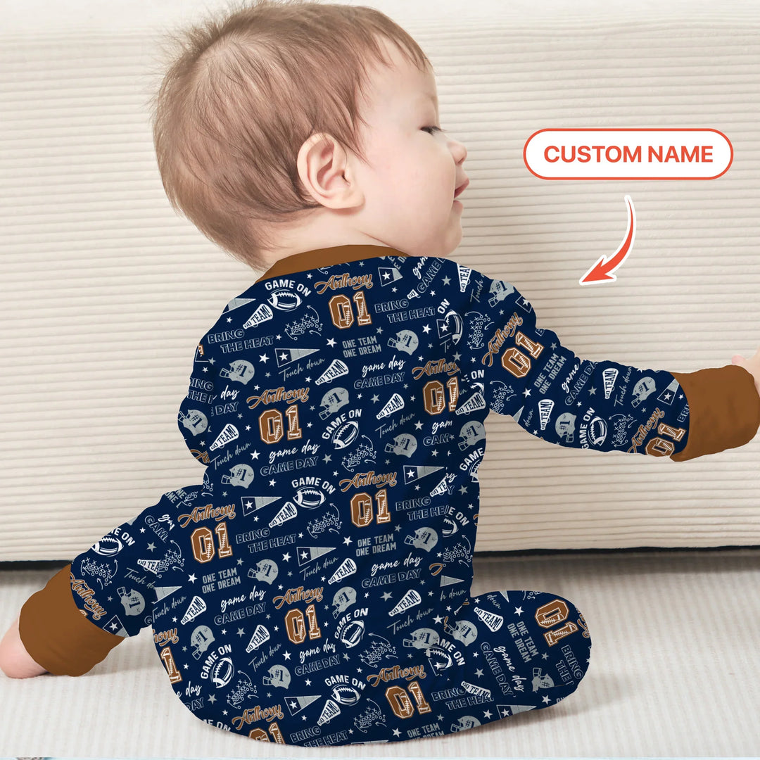 Custom Name Football Game Day Bamboo Convertible Zippy
