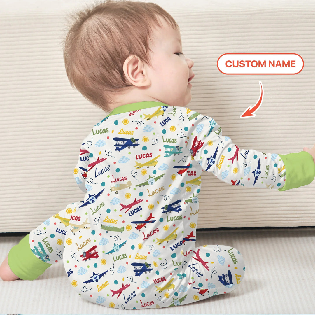Custom Name Air Transport Bamboo Convertible Zippy