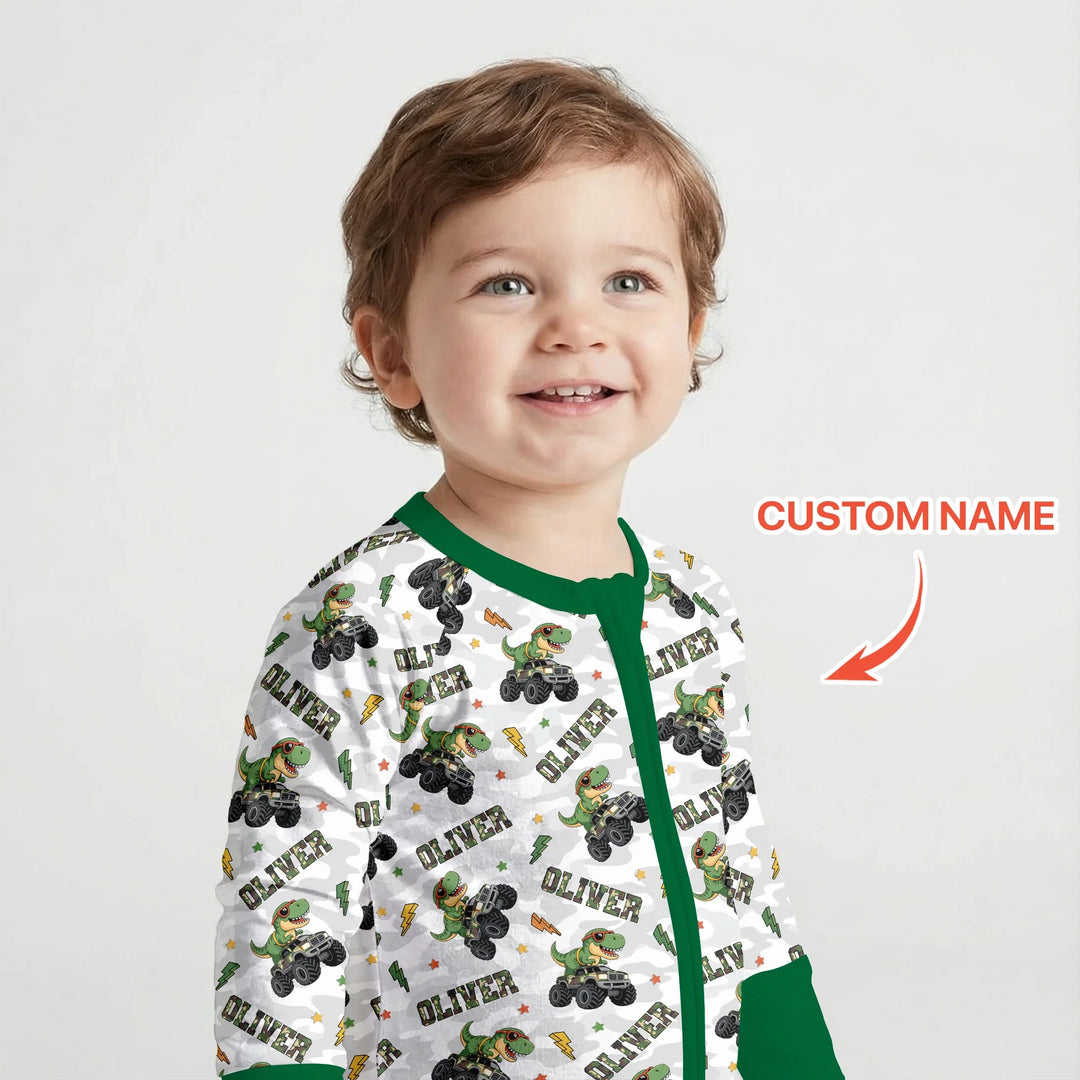 Custom Name Camo Trucker Dino Bamboo Convertible Zippy