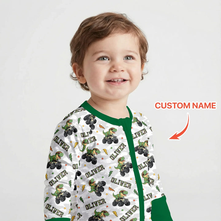 Custom Name Camo Trucker Dino Bamboo Convertible Zippy