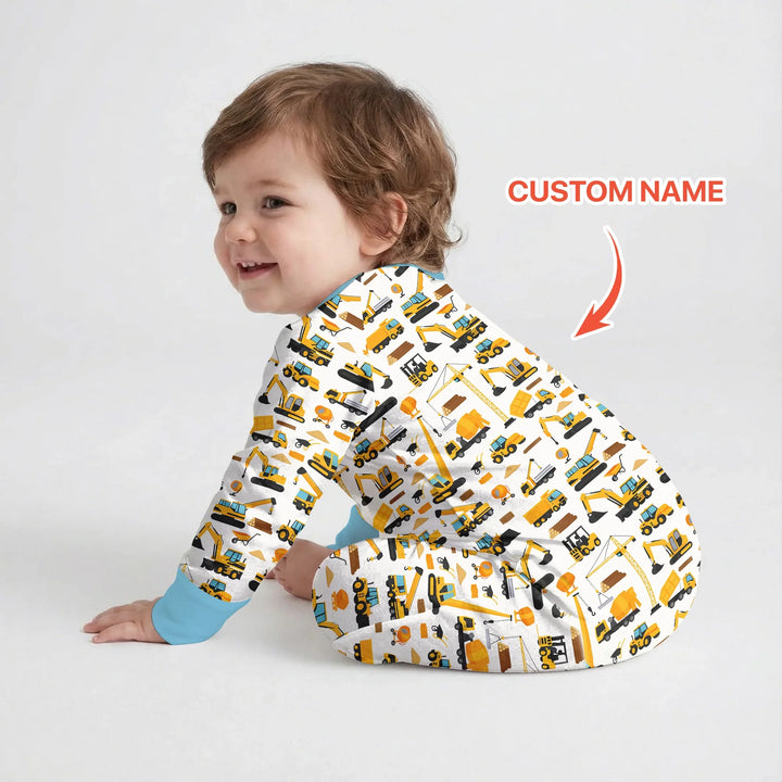 Custom Name Construction Initials Bamboo Convertible Zippy