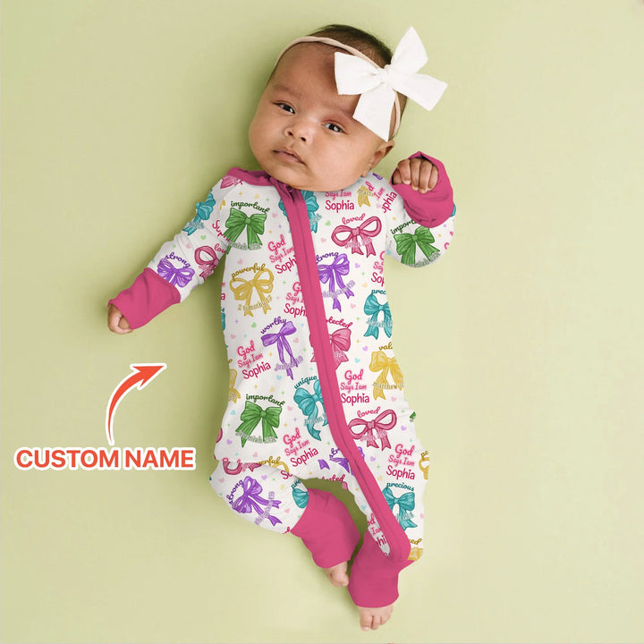 God Says I Am Bow Blessings Custom Name Bamboo Convertible Zippy