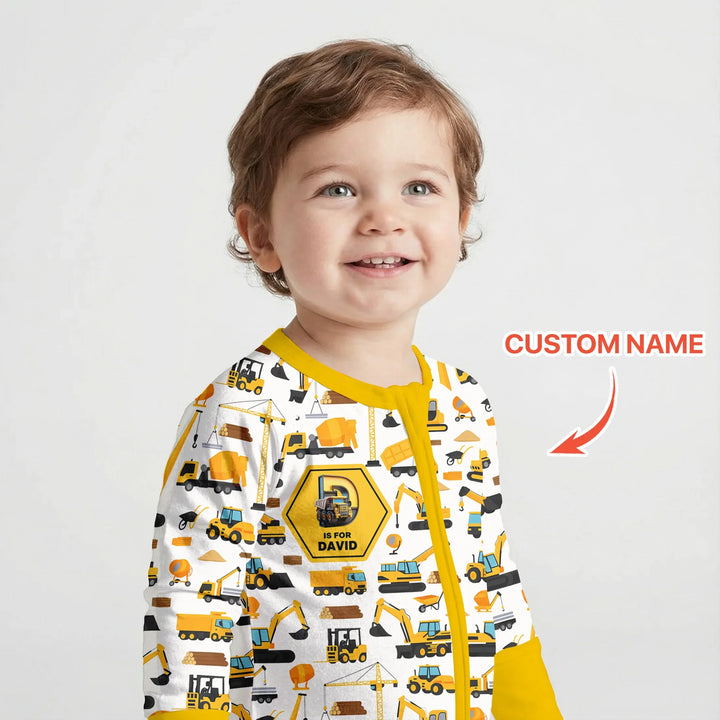 Custom Name Construction Initials Bamboo Convertible Zippy