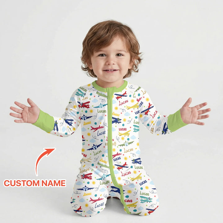 Custom Name Air Transport Bamboo Convertible Zippy