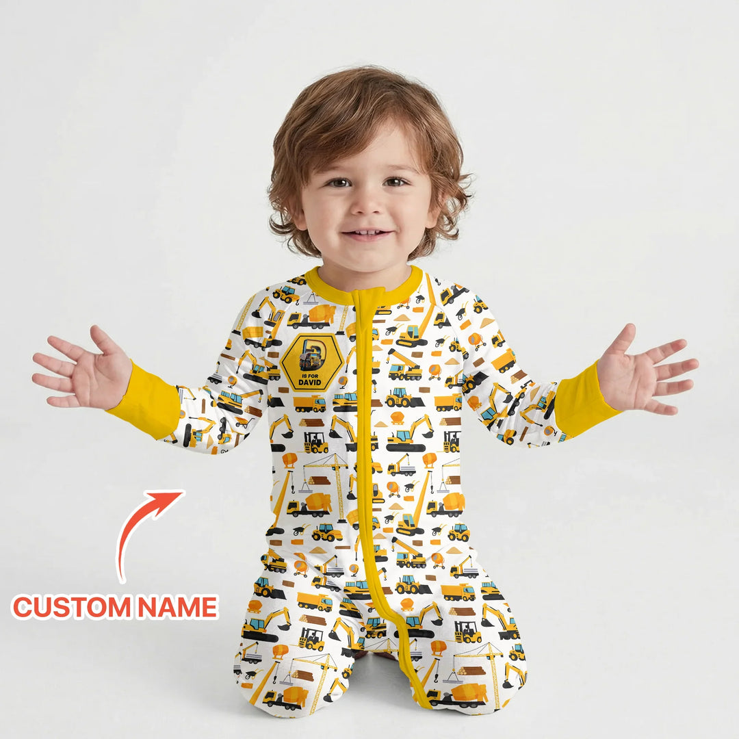 Custom Name Construction Initials Bamboo Convertible Zippy