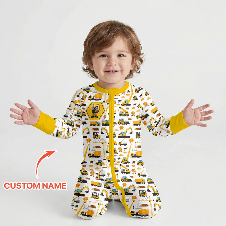 Custom Name Construction Initials Bamboo Convertible Zippy