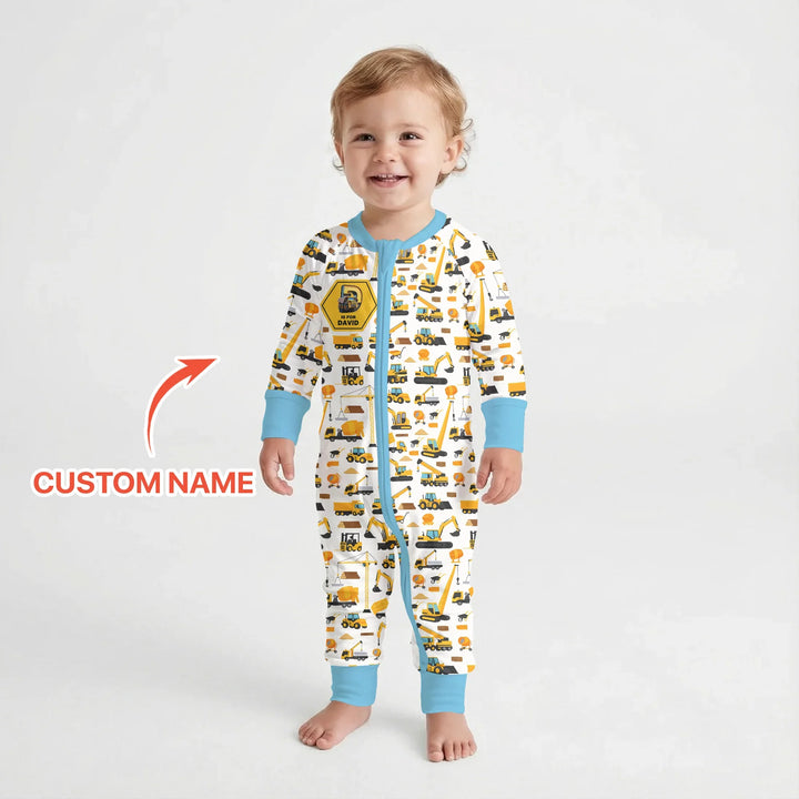 Custom Name Construction Initials Bamboo Convertible Zippy