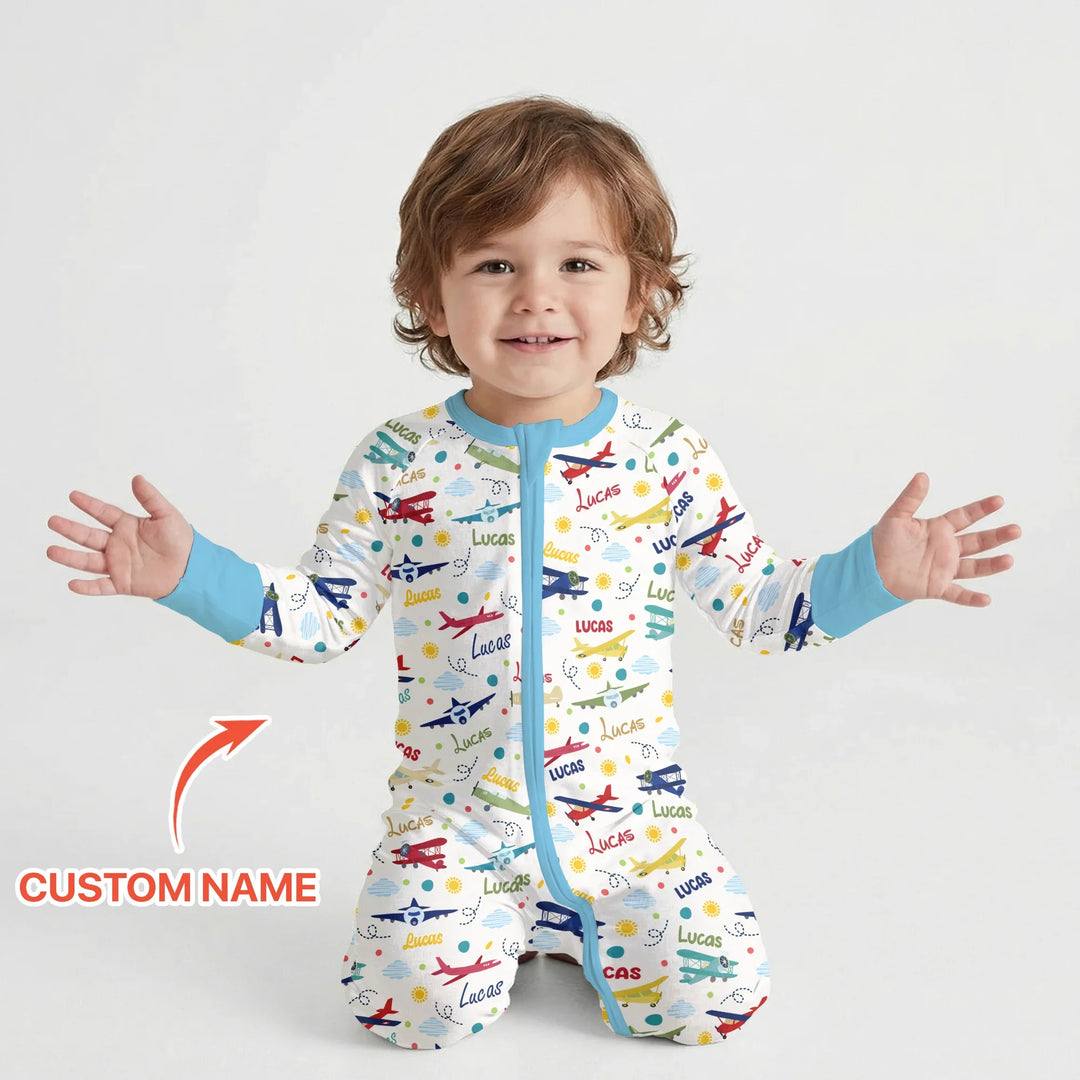 Custom Name Air Transport Bamboo Convertible Zippy