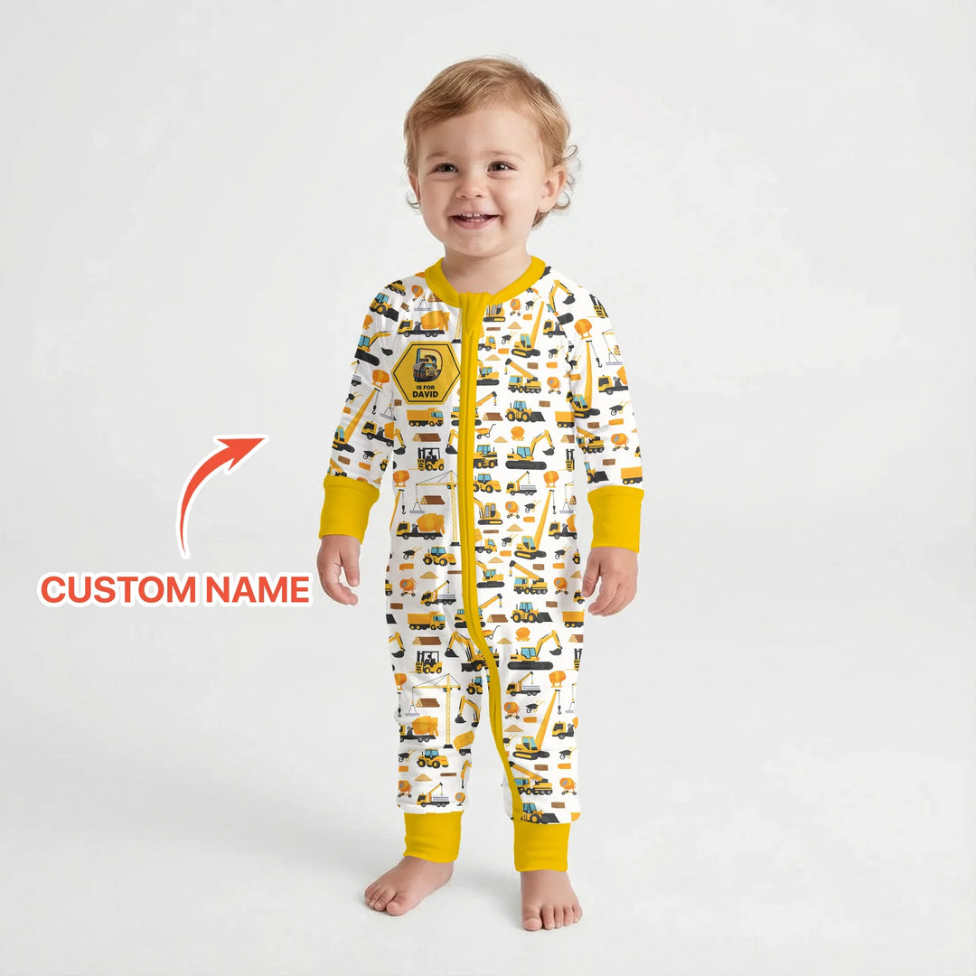 Custom Name Construction Initials Bamboo Convertible Zippy