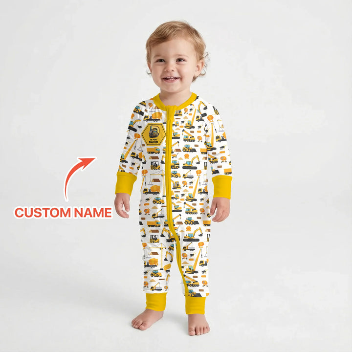Custom Name Construction Initials Bamboo Convertible Zippy
