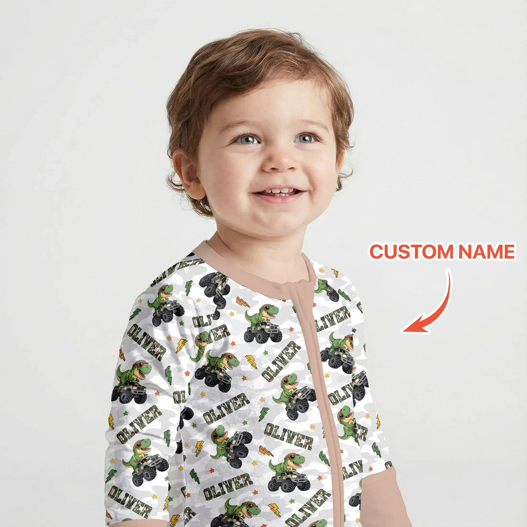 Custom Name Camo Trucker Dino Bamboo Convertible Zippy